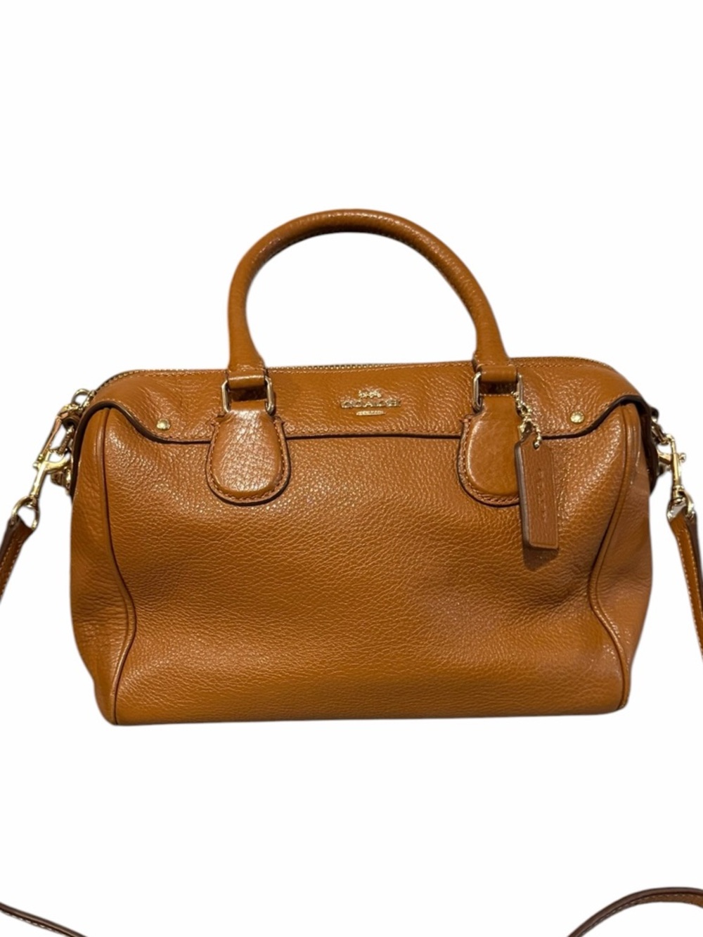 Coach Mini Bennett Satchel Pebbled Leather Caramel Brown Crossbody Strap VGC - Picture 4 of 16